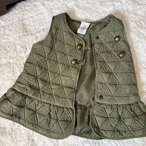 Aspen kids girls 4t olive green vest with brass gold button details
